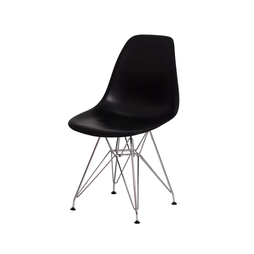 Kit 2 Cadeiras Eiffel Eames Preta Base Cromada Sala Cozinha Jantar