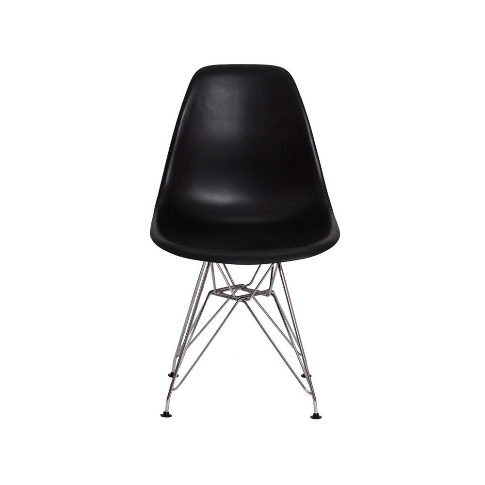 Kit 2 Cadeiras Eiffel Eames Preta Base Cromada Sala Cozinha Jantar