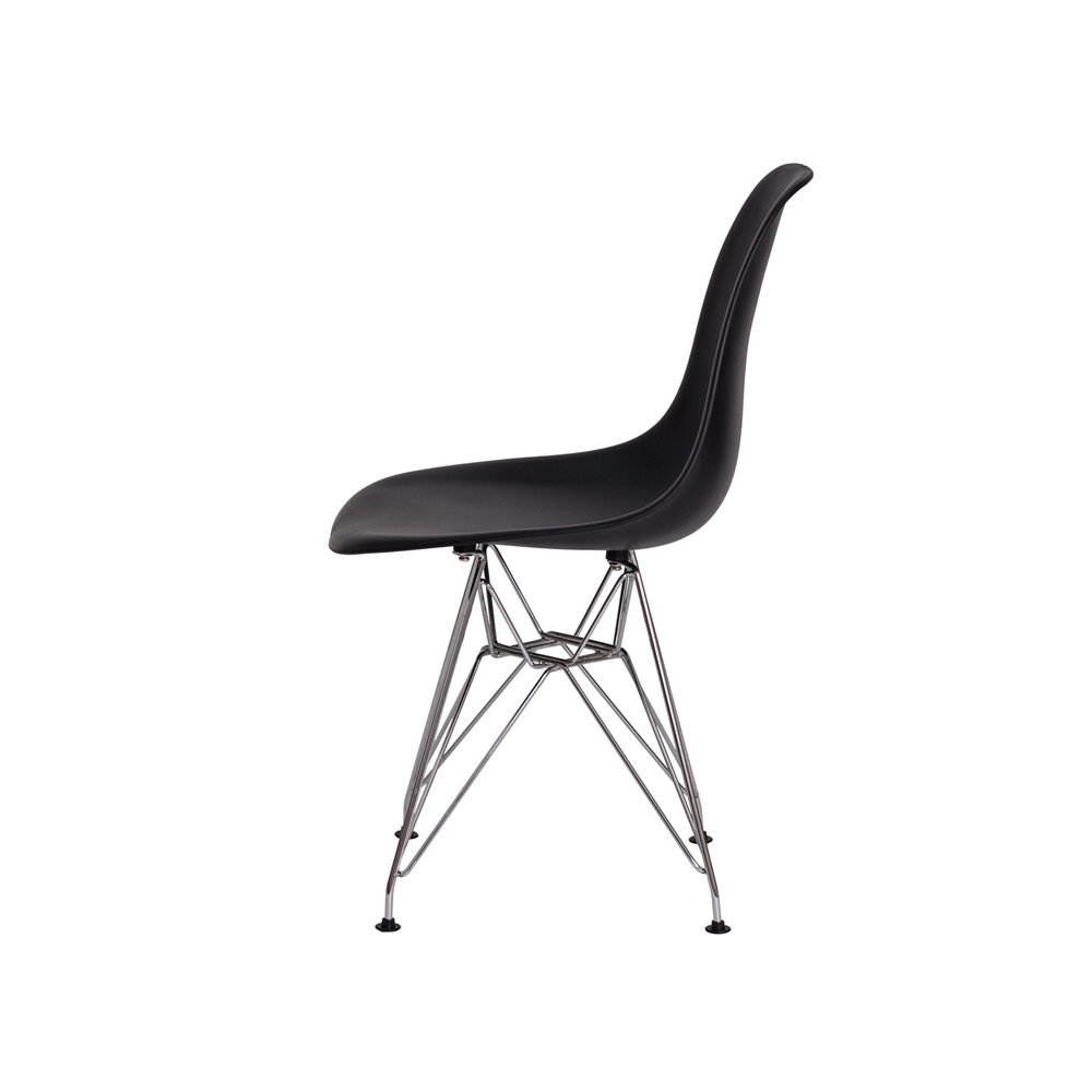 Kit 2 Cadeiras Eiffel Eames Preta Base Cromada Sala Cozinha Jantar