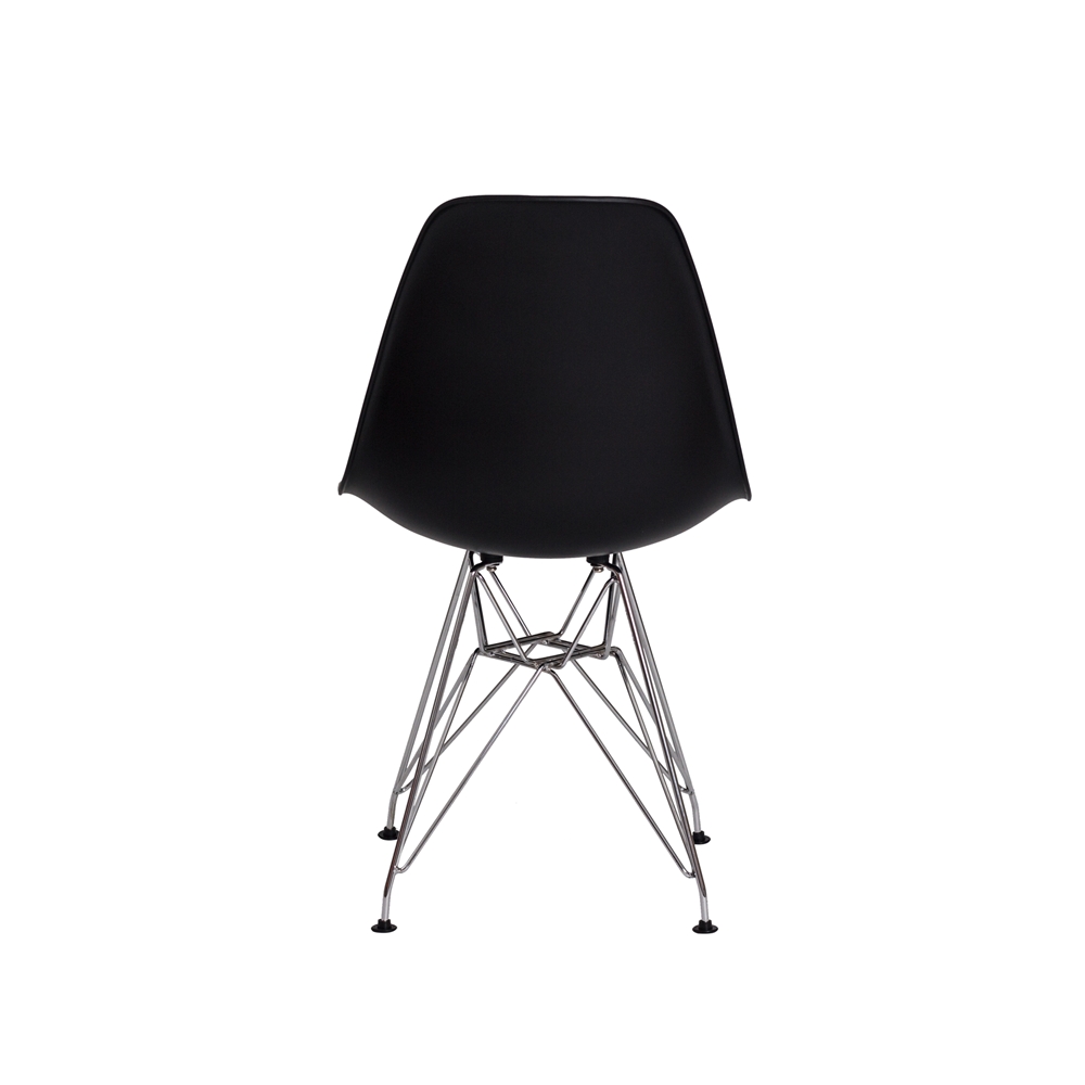 Kit 2 Cadeiras Eiffel Eames Preta Base Cromada Sala Cozinha Jantar