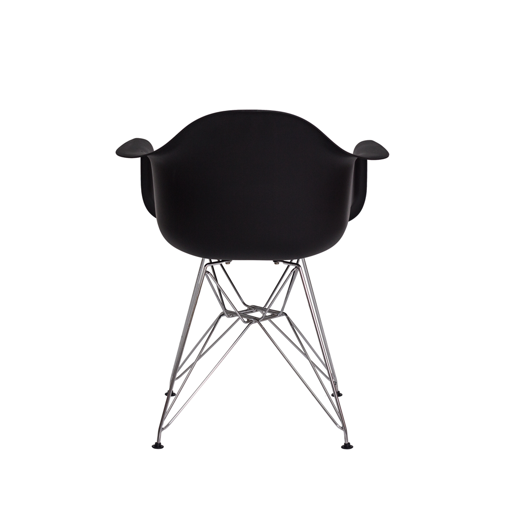 Kit 2 Cadeiras Eiffel Eames c/ Braço Base Cromada Preta