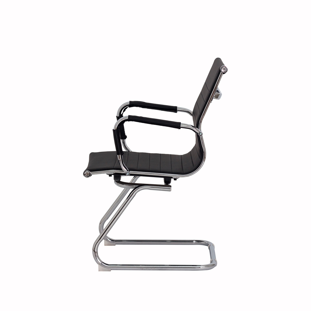 Kit 2 Cadeiras Escritório Interlocutor Stripes Fixa PU Preta