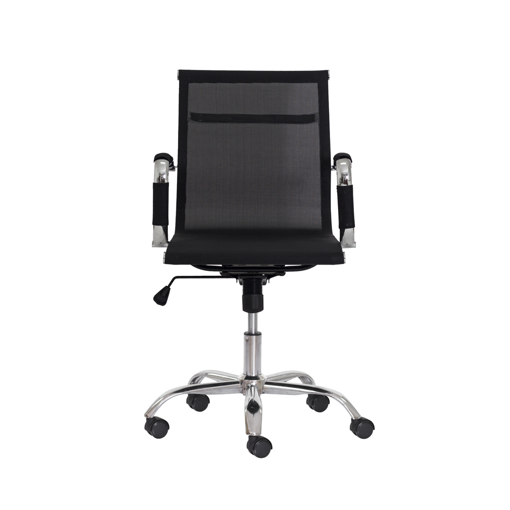 Kit 2 Cadeiras Escritório Mesh Diretor Preta Base Giratória Cromada Altura Ajustável