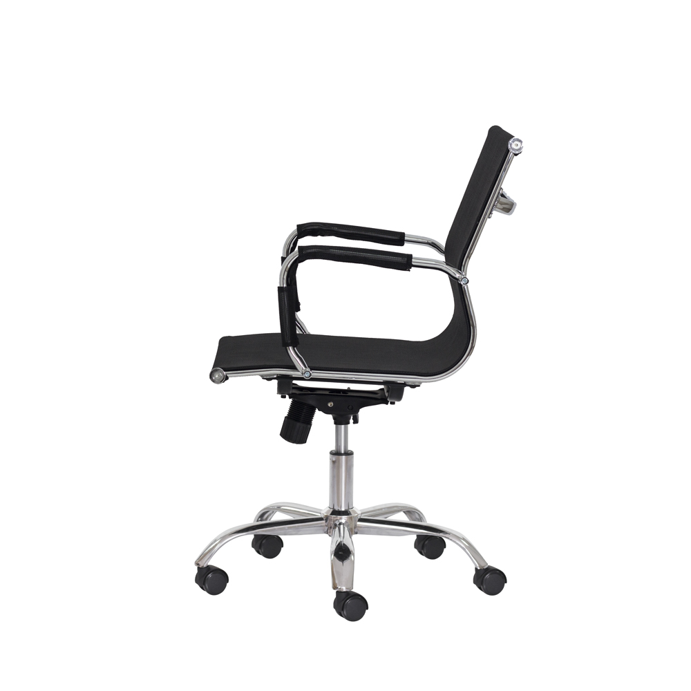 Kit 2 Cadeiras Escritório Mesh Diretor Preta Base Giratória Cromada Altura Ajustável