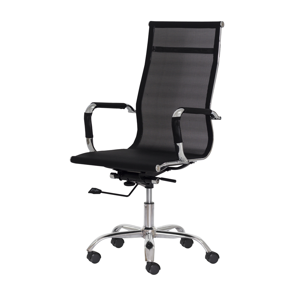 Kit 2 Cadeiras Escritório Mesh Presidente Preta Base Giratória Cromada Altura Ajustável