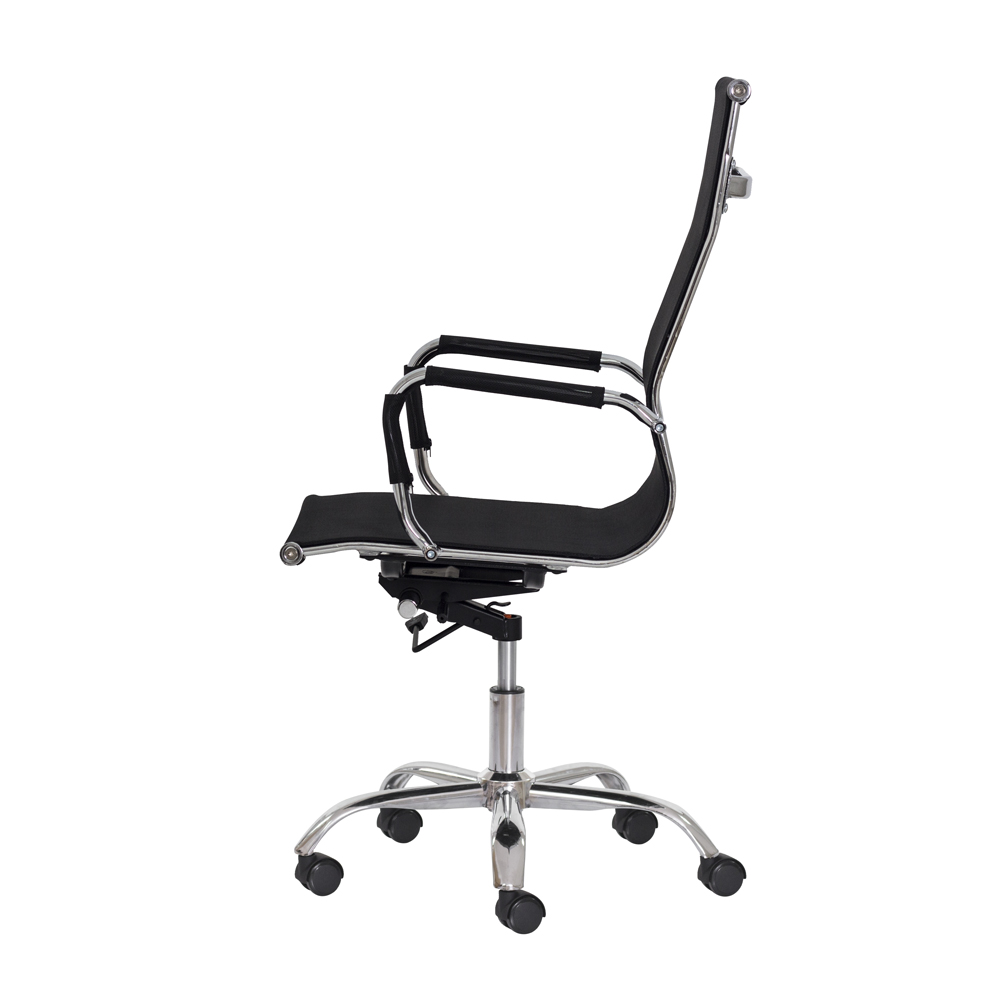 Kit 2 Cadeiras Escritório Mesh Presidente Preta Base Giratória Cromada Altura Ajustável