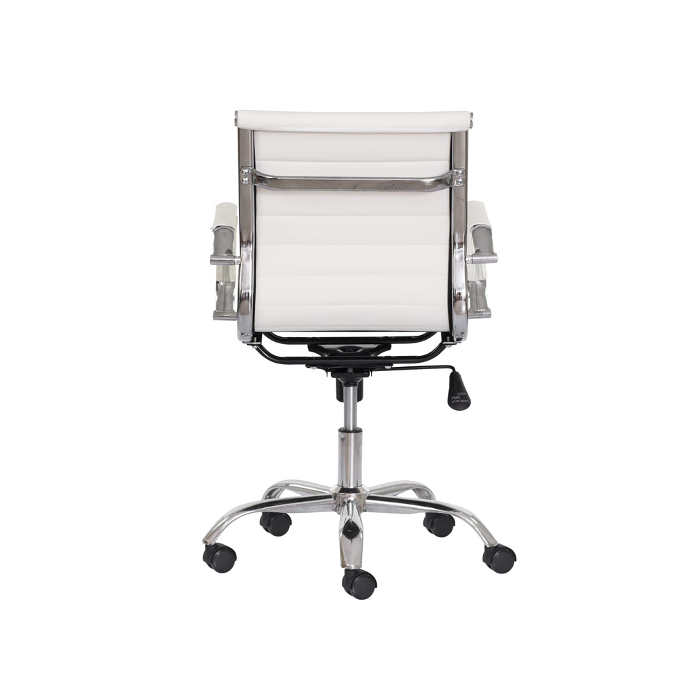 Kit 2 Cadeiras Escritório Stripes Diretor PU Branca Base Giratória Cromada Altura Ajustável