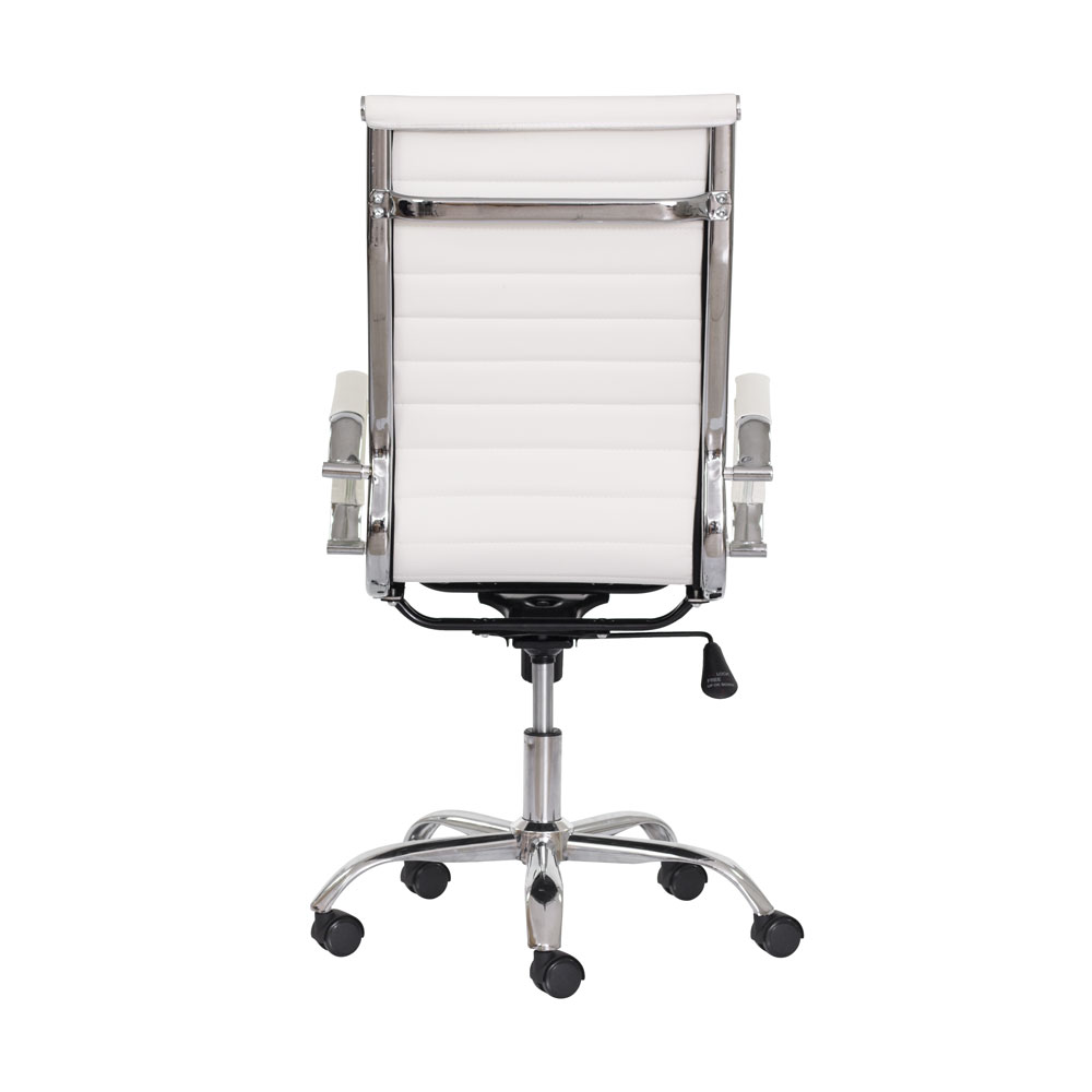 Kit 2 Cadeiras Escritório Stripes Presidente PU Branca Base Giratória Cromada Altura Ajustável