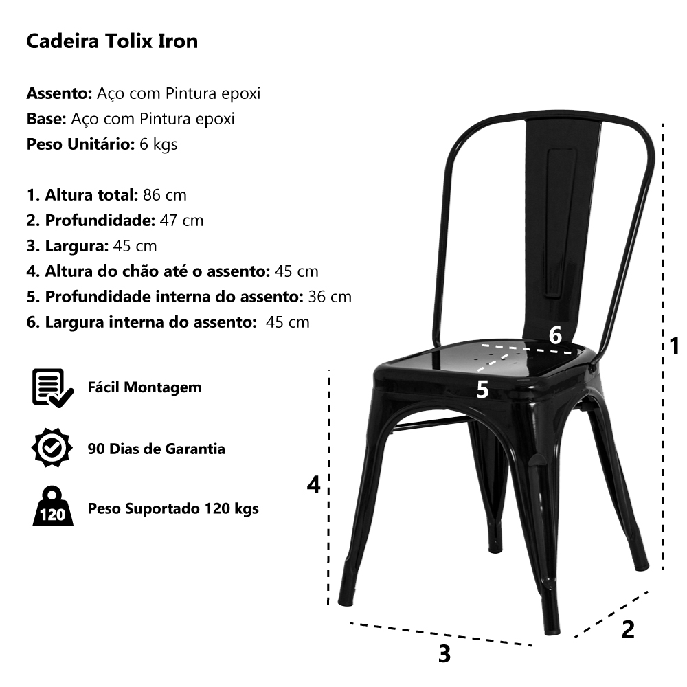 Kit 2 Cadeiras Tolix Iron Design Amarela Aço Industrial Sala Cozinha Jantar Bar