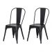 Kit 2 Cadeiras Tolix Iron Design Preto Fosco Aço Industrial Sala Cozinha Jantar Bar