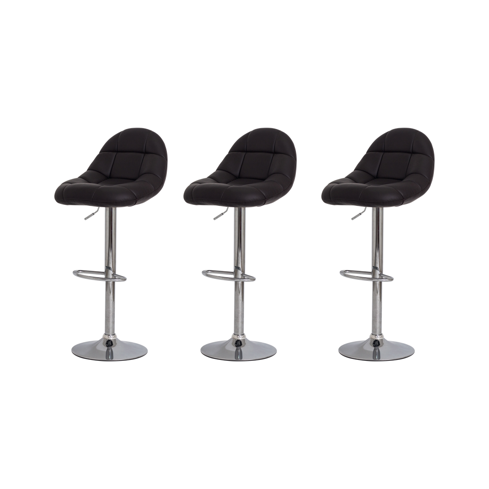 Kit 3 Banquetas Gomos II Marrom Café Base Giratória Cromada Altura Regulável Cozinha Bar Bancada