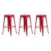 Kit 3 Banquetas Tolix Iron Design Industrial Vermelha 76 cm Aço Cozinha Bar Bistrô Bancada