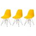 Kit 3 Cadeiras Eiffel Eames Amarela Base Cromada Sala Cozinha Jantar