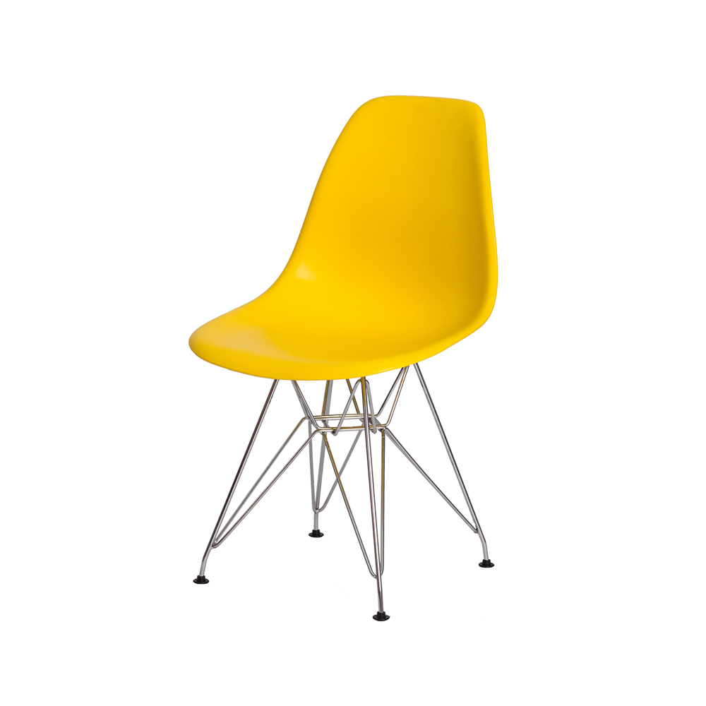 Kit 3 Cadeiras Eiffel Eames Amarela Base Cromada Sala Cozinha Jantar