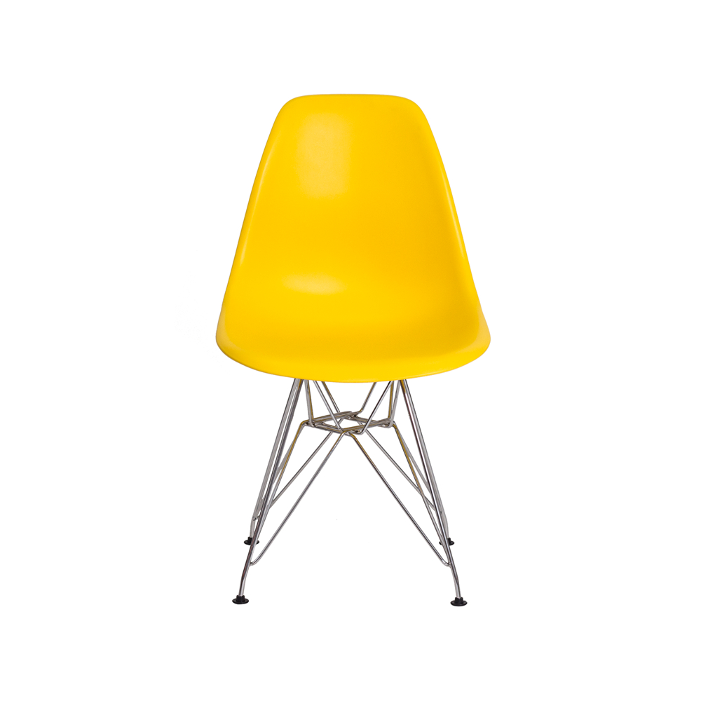 Kit 3 Cadeiras Eiffel Eames Amarela Base Cromada Sala Cozinha Jantar