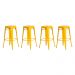Kit 4 Banquetas Tolix Iron Design Industrial Amarela 76 cm Aço Cozinha Bar Bistrô Bancada