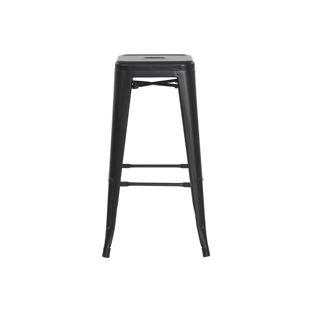 Kit 4 Banquetas Tolix Iron Design Industrial Preto Fosco 76 cm Aço Cozinha Bar Bistrô Bancada