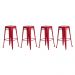 Kit 4 Banquetas Tolix Iron Design Industrial Vermelha 76 cm Aço Cozinha Bar Bistrô Bancada