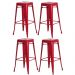 Kit 4 Banquetas Tolix Iron Design Industrial Vermelha 76 cm Aço Cozinha Bar Bistrô Bancada