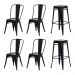 Kit 4 Cadeiras + 2 Banquetas Tolix Iron Design Preta Aço Industrial Sala Cozinha Jantar Bar Bistrô
