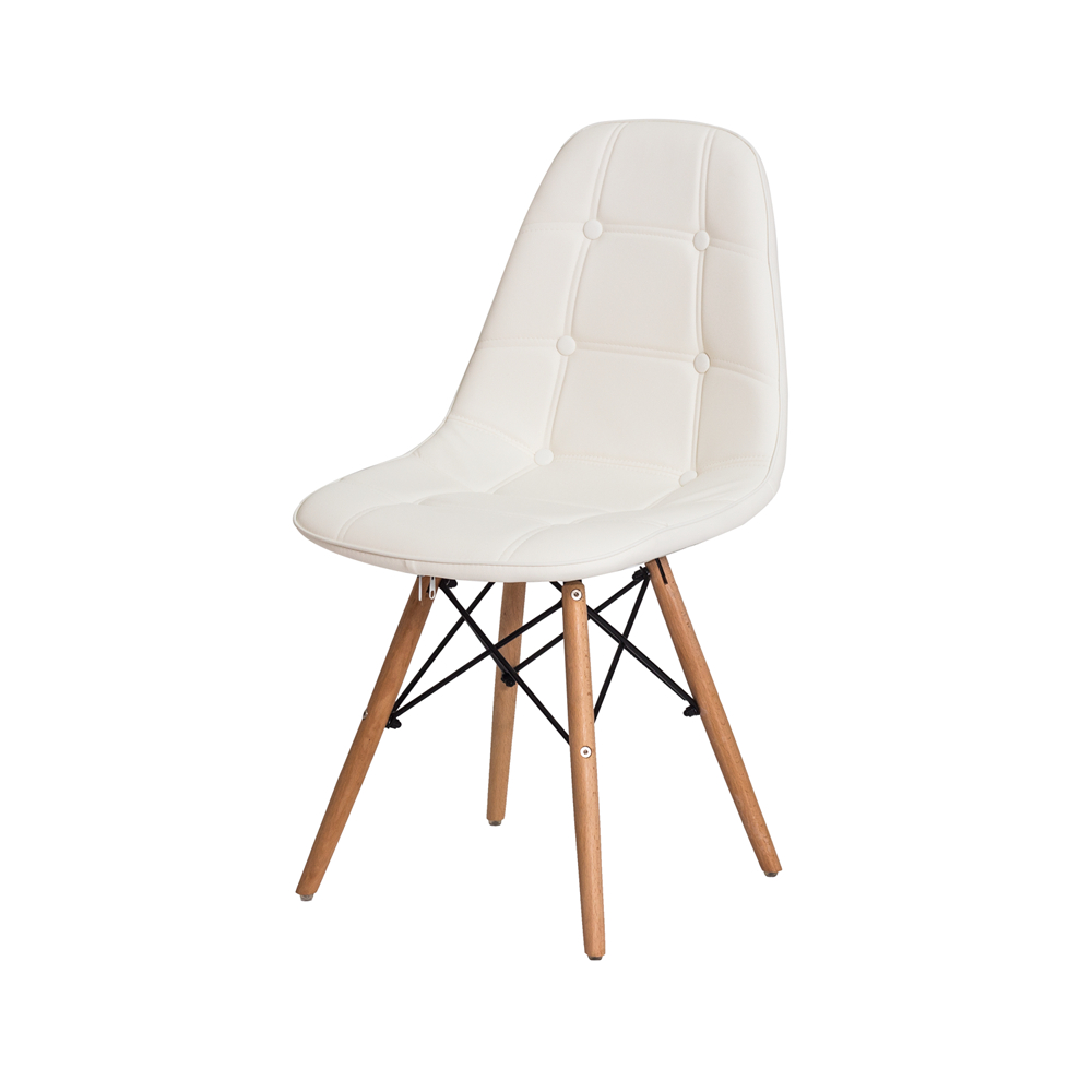 Kit 4 Cadeiras Eiffel Botonê Eames DSW Branca Base Madeira Sala Jantar Cozinha