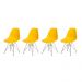 Kit 4 Cadeiras Eiffel Eames Amarela Base Cromada Sala Cozinha Jantar