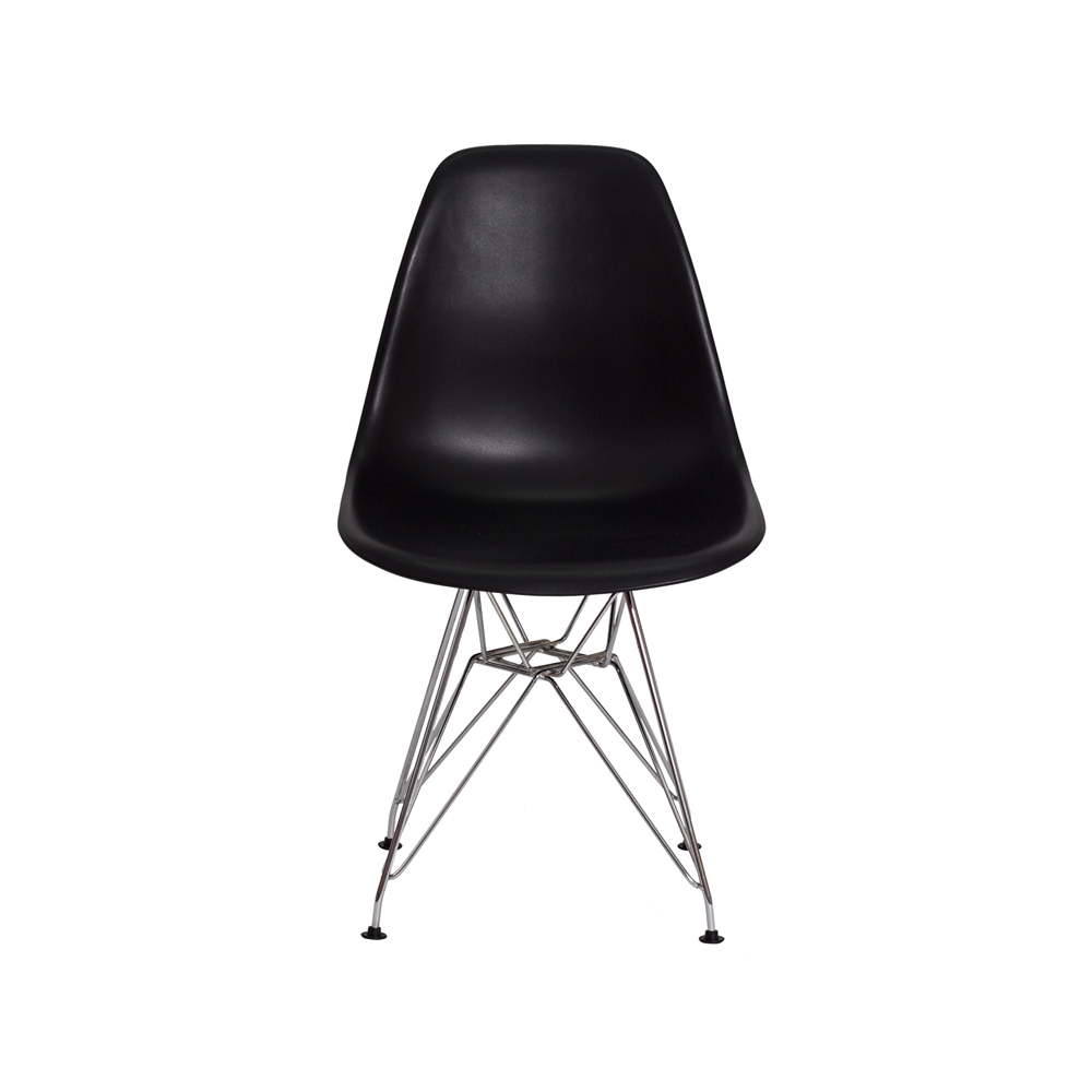 Kit 4 Cadeiras Eiffel Eames Preta Base Cromada Sala Cozinha Jantar
