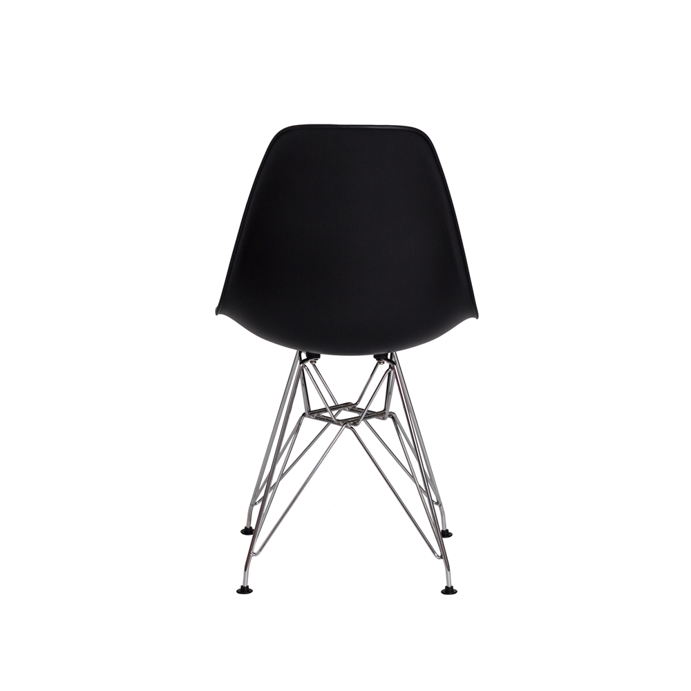 Kit 4 Cadeiras Eiffel Eames Preta Base Cromada Sala Cozinha Jantar