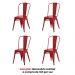 Kit 4 Cadeiras Tolix Iron Design Vermelha Aço Industrial Sala Cozinha Jantar Bar