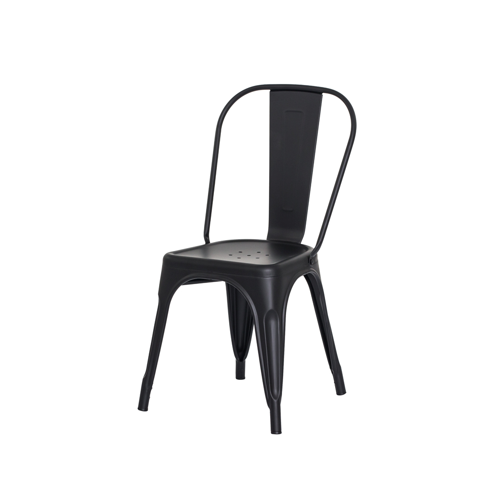 Kit 6 Cadeiras Tolix Iron Design Preto Fosco Aço Industrial Sala Cozinha Jantar Bar
