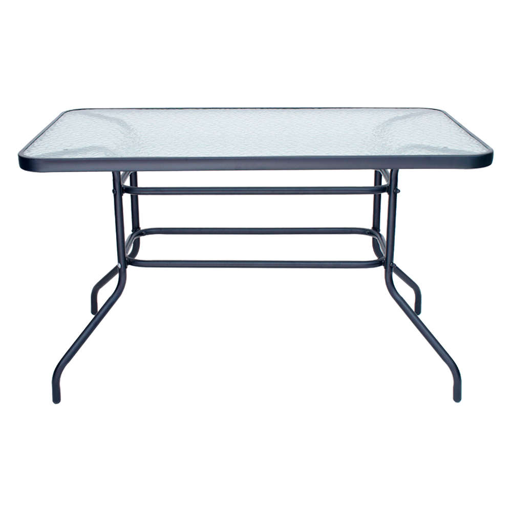 Mesa Retangular em Aço com Tampo de Vidro para Jardim e Áreas Externas 120x70x70 - Waw Design