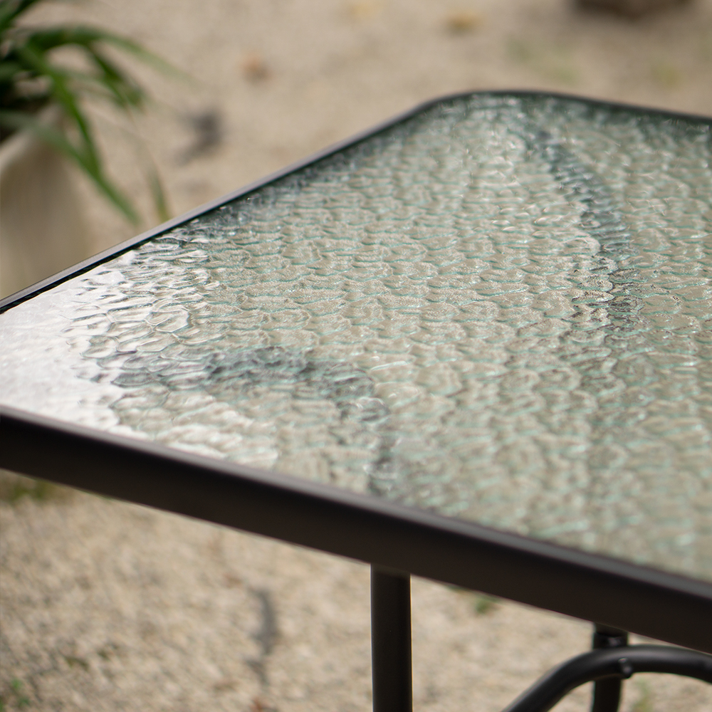 Mesa Retangular em Aço com Tampo de Vidro para Jardim e Áreas Externas 120x70x70 - Waw Design