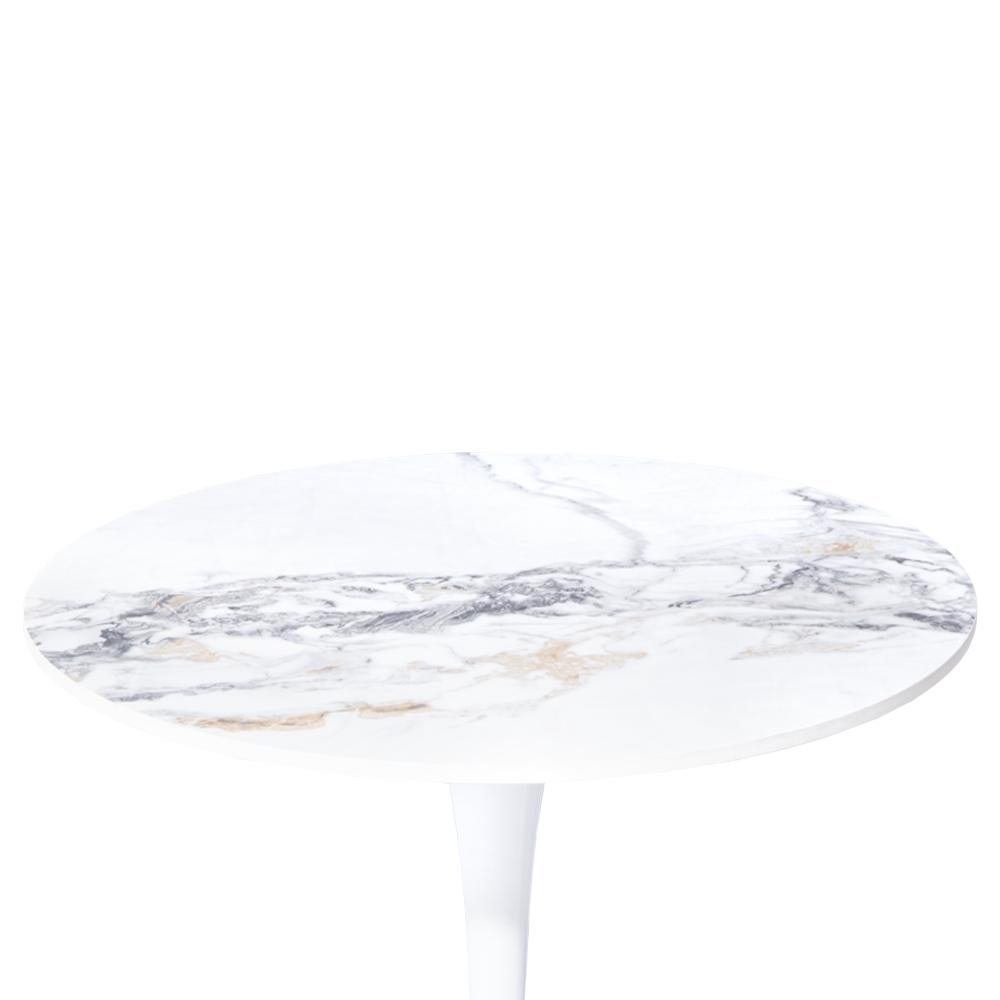 Mesa Saarinen Tulipa Redonda Mármore Artificial 80cm Branco