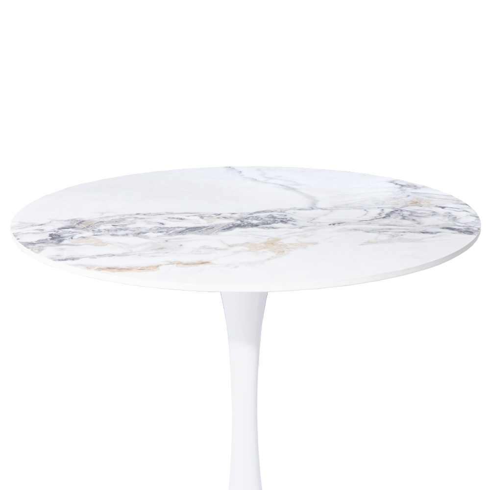 Mesa Saarinen Tulipa Redonda Mármore Artificial 80cm Branco