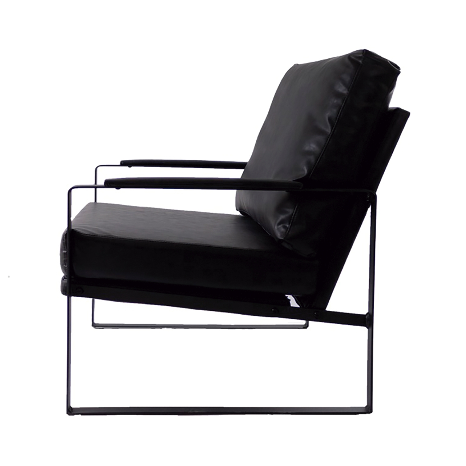 Poltrona Boss PU Preta com Base de Ferro