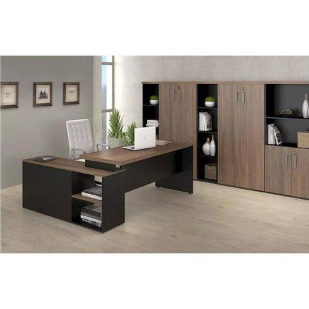 Mesa Advogado em L Web40 1,90x1,60m c/ Armário Ameixa/Preto