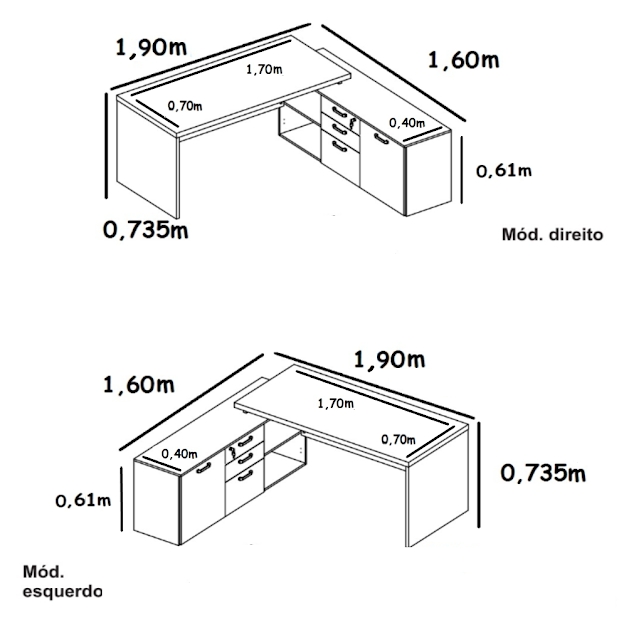 Mesa Advogado em L Web40 1,90x1,60m c/ Armário Ameixa/Preto