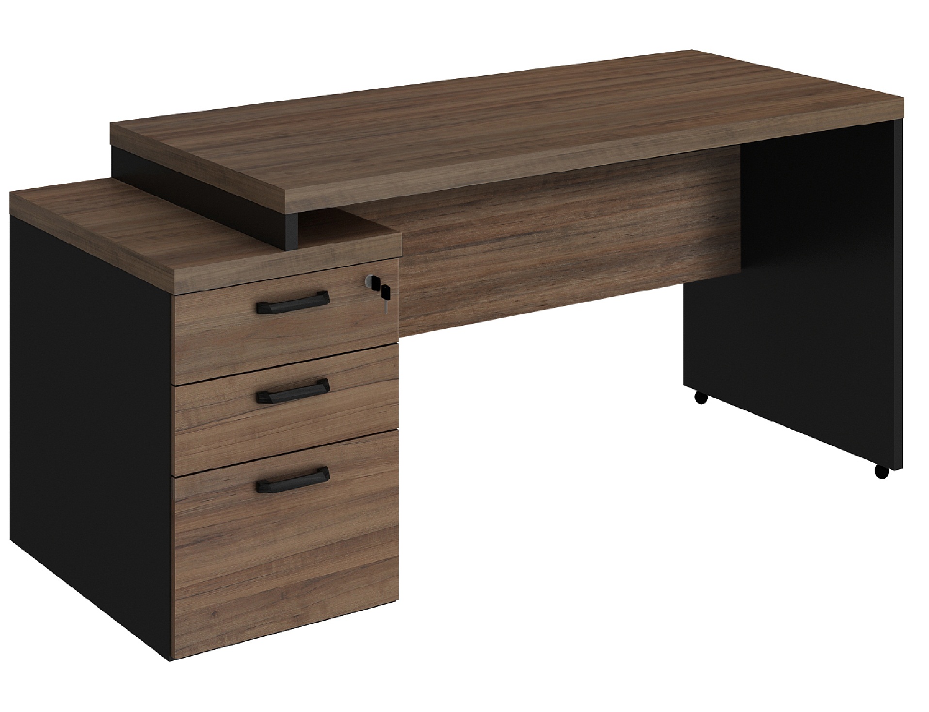 Mesa Diretor Web40 c/ Vidro 1,92 x 1,60 c/3gv - Ameixa/Preto