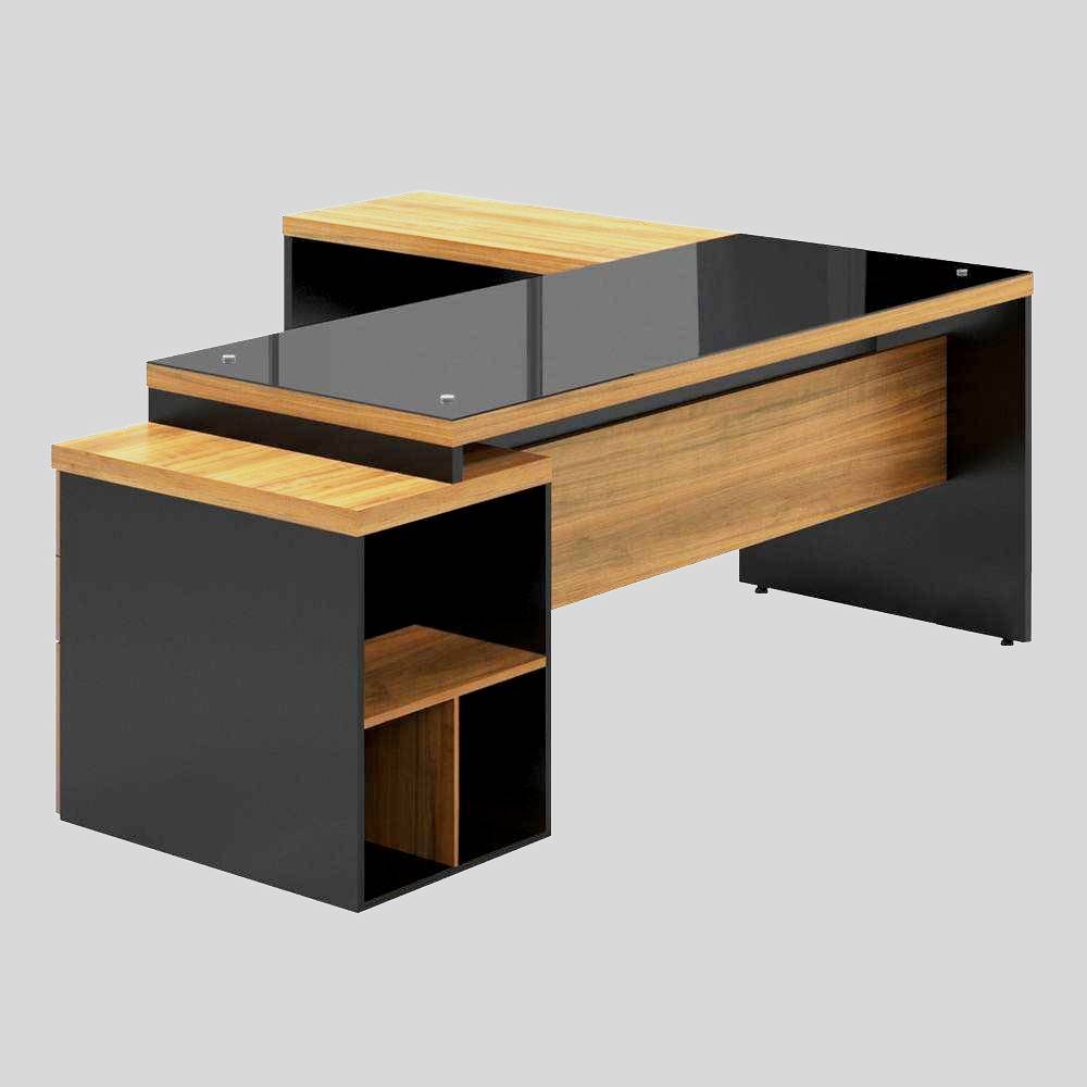 Mesa Diretor Web40 com Vidro 1,72m c/ 3 Gav. - Calvi / Preto