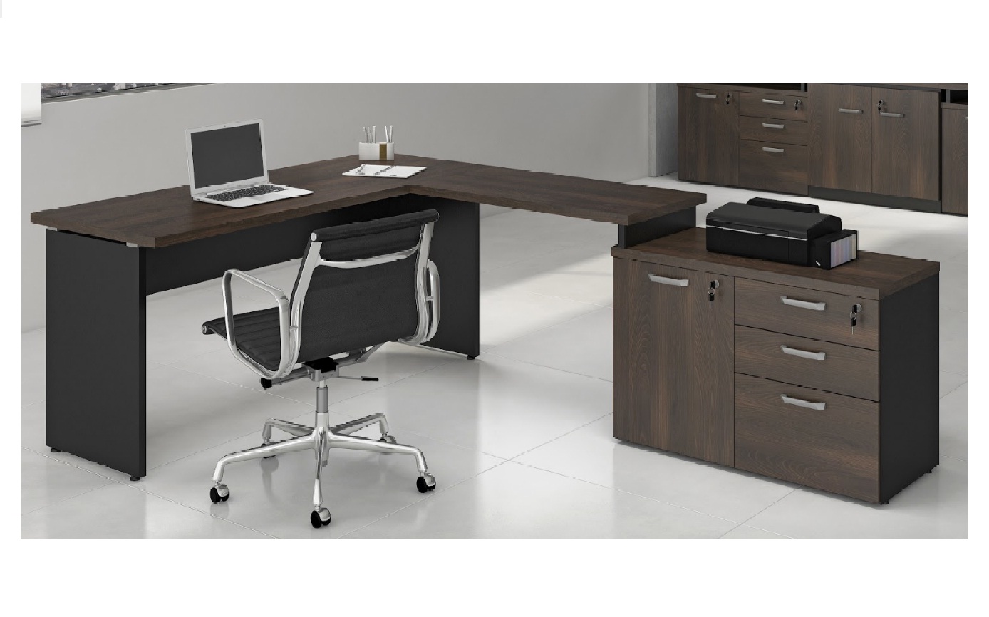 Mesa Escritório 1,20 + Balcão 1pt 3gv Web30 Marsala / Preto