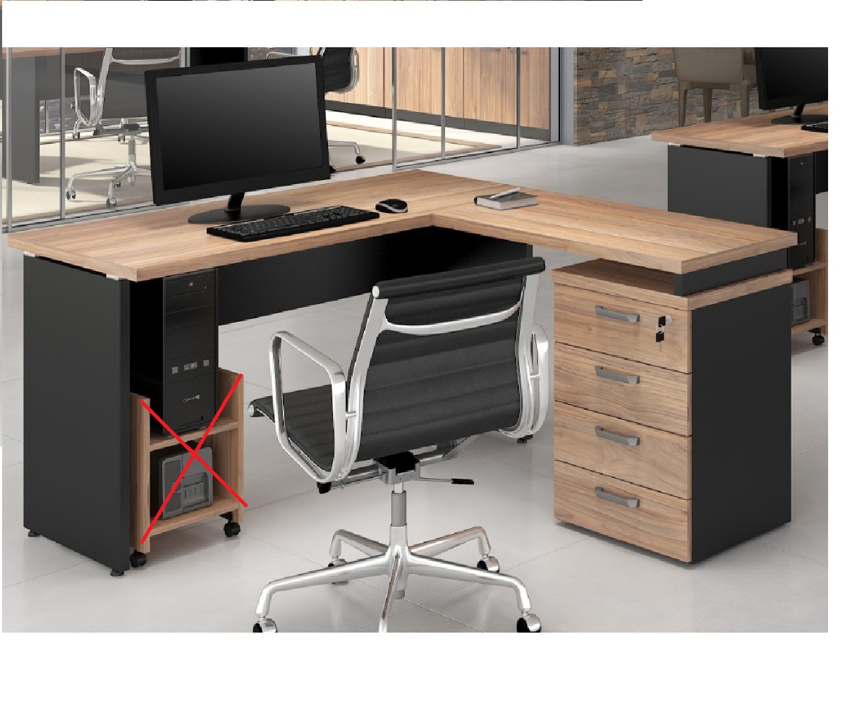Mesa Escritório em L Web30 1,50m c/ 04 Gavetas Calvi / Preto