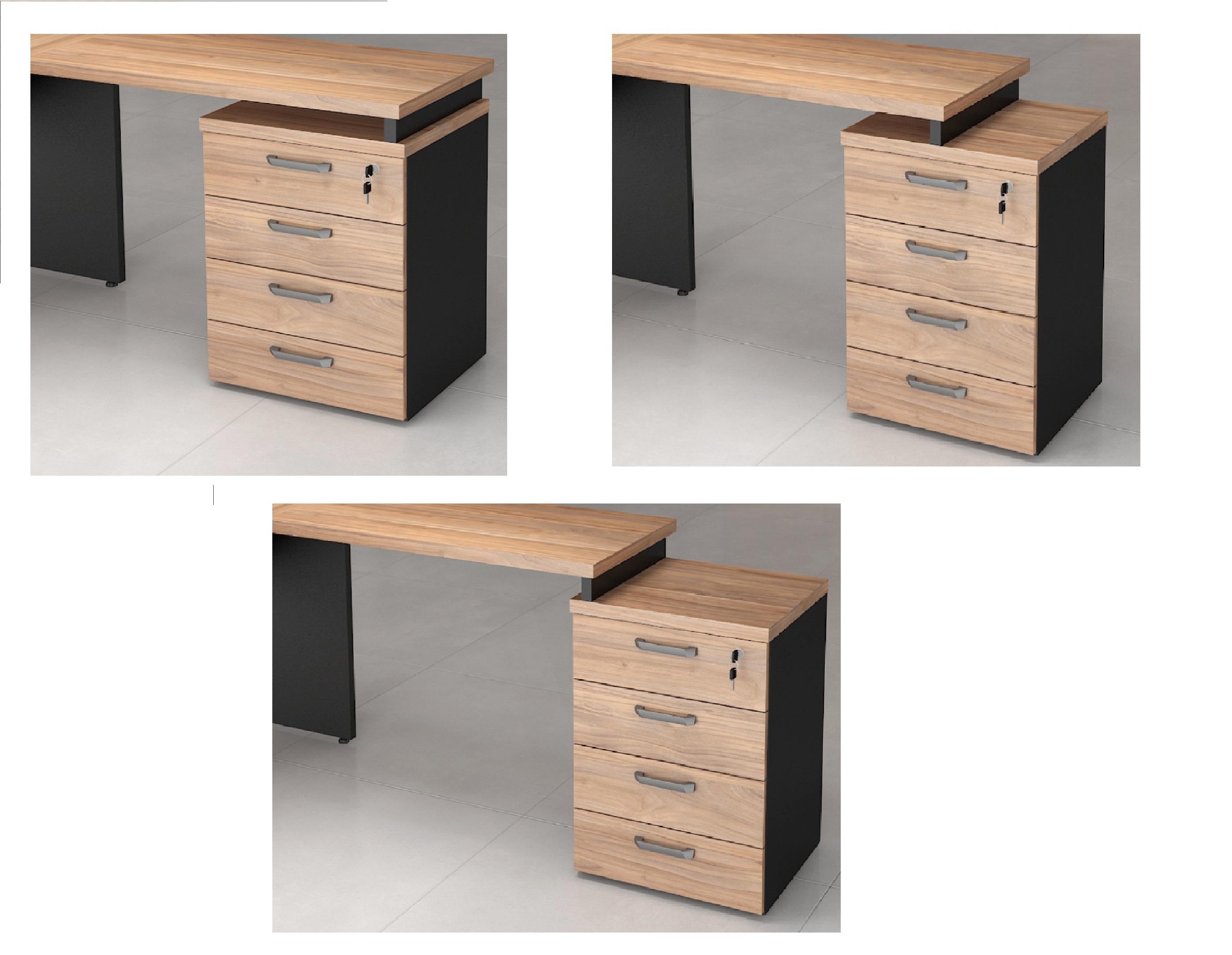 Mesa Escritório em L Web30 1,50m c/ 04 Gavetas Calvi / Preto