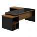 Mesa Pedestal Web40 1,92x1,60m + Vidro - Nogal Sevilha/Preto