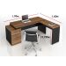 Mesa Pedestal Web40 1,92x1,60m + Vidro - Nogal Sevilha/Preto