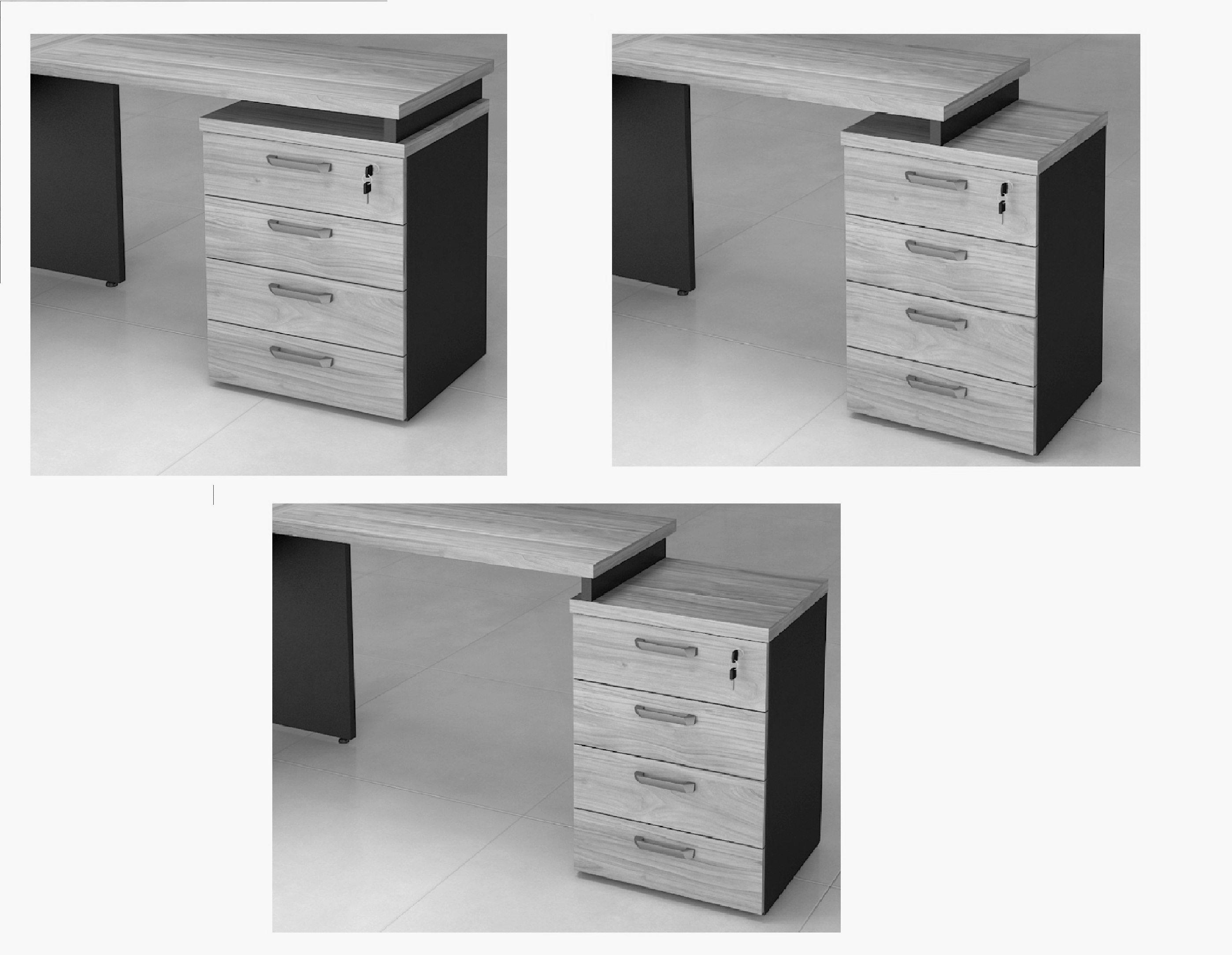Mesa Secretária em L Web30 1,20x1,50 c/ Gav. Marsala/Preto