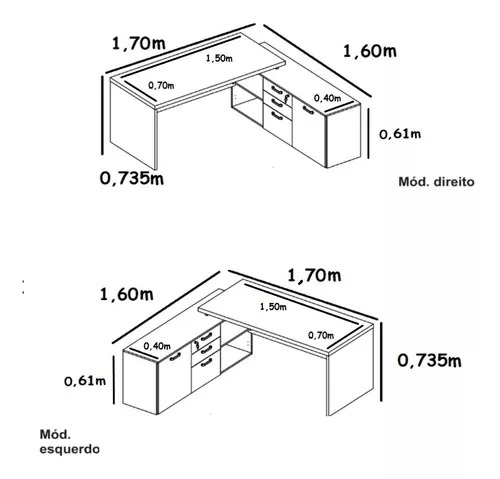 Mesa p/ Escritório em L Web40 1,70m c/ Armário MARSALA/PRETO