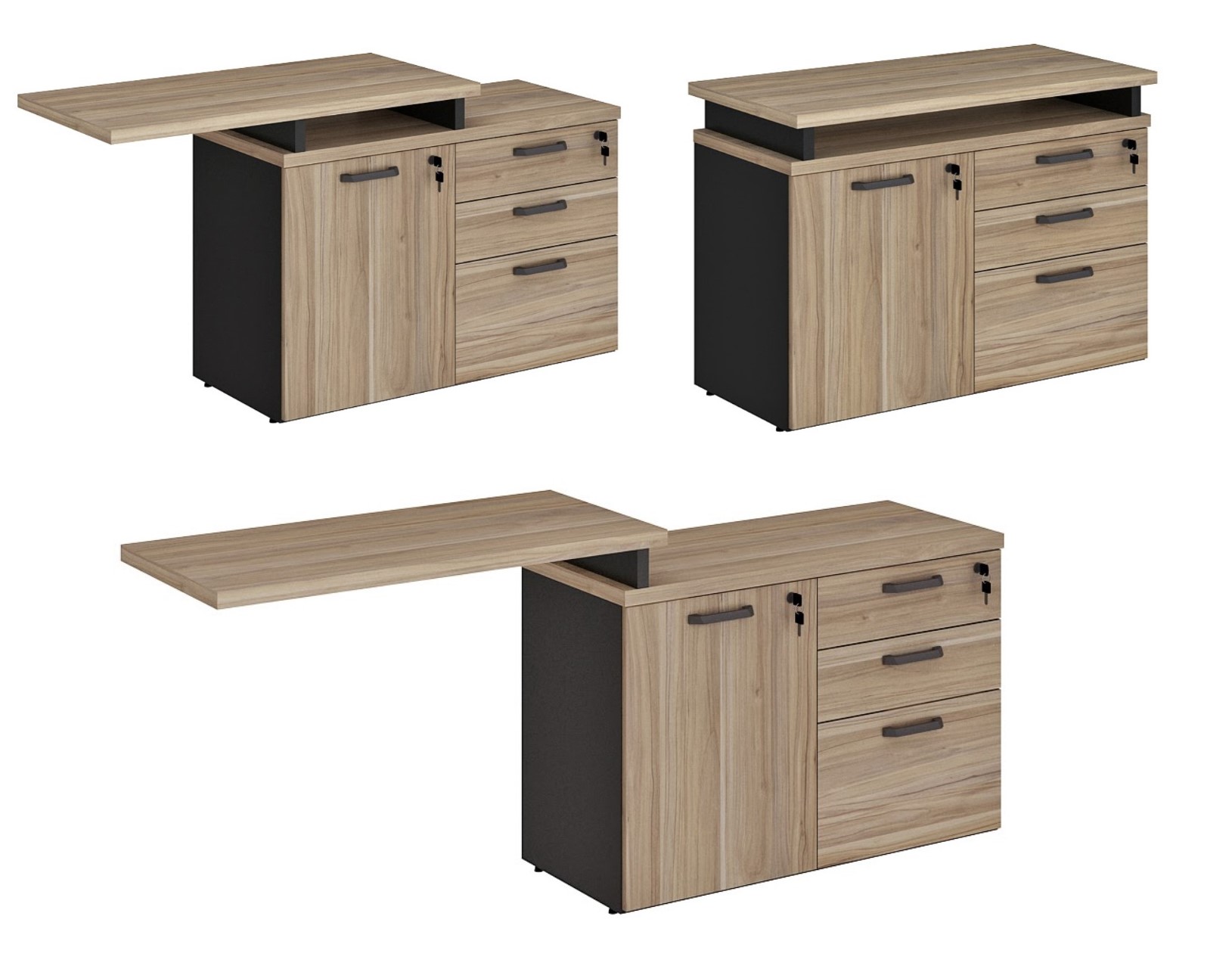 Mesa para Escritório Web30 1,20x2,32 c/ Armário Calvi/Preto