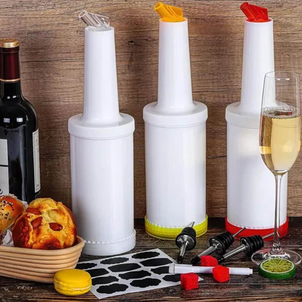 6 Garrafas Store'n Pour 1L Brancas Mixologista Armazenar e Servir Caldas Drinks