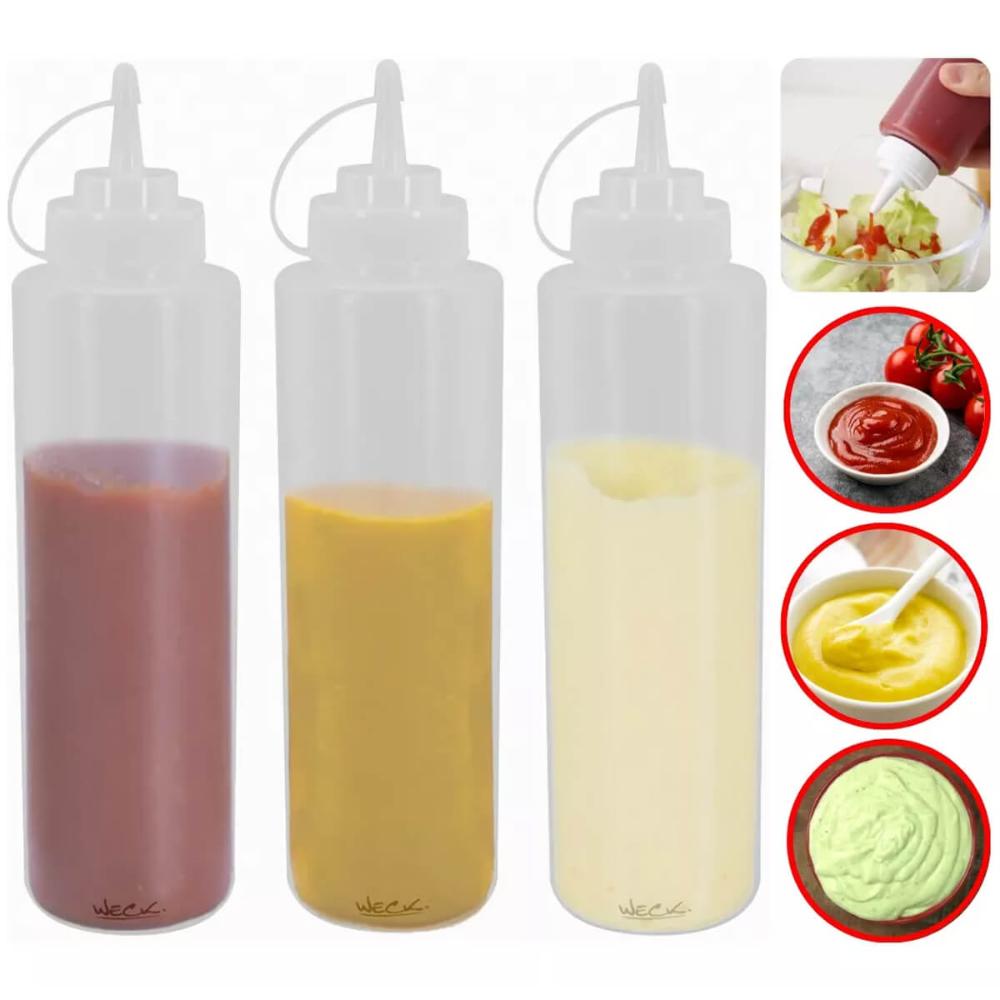 Bisnaga Grande Flexivel Profissional 1L 30Cm Weck Para Molhos Drinks Restaurante