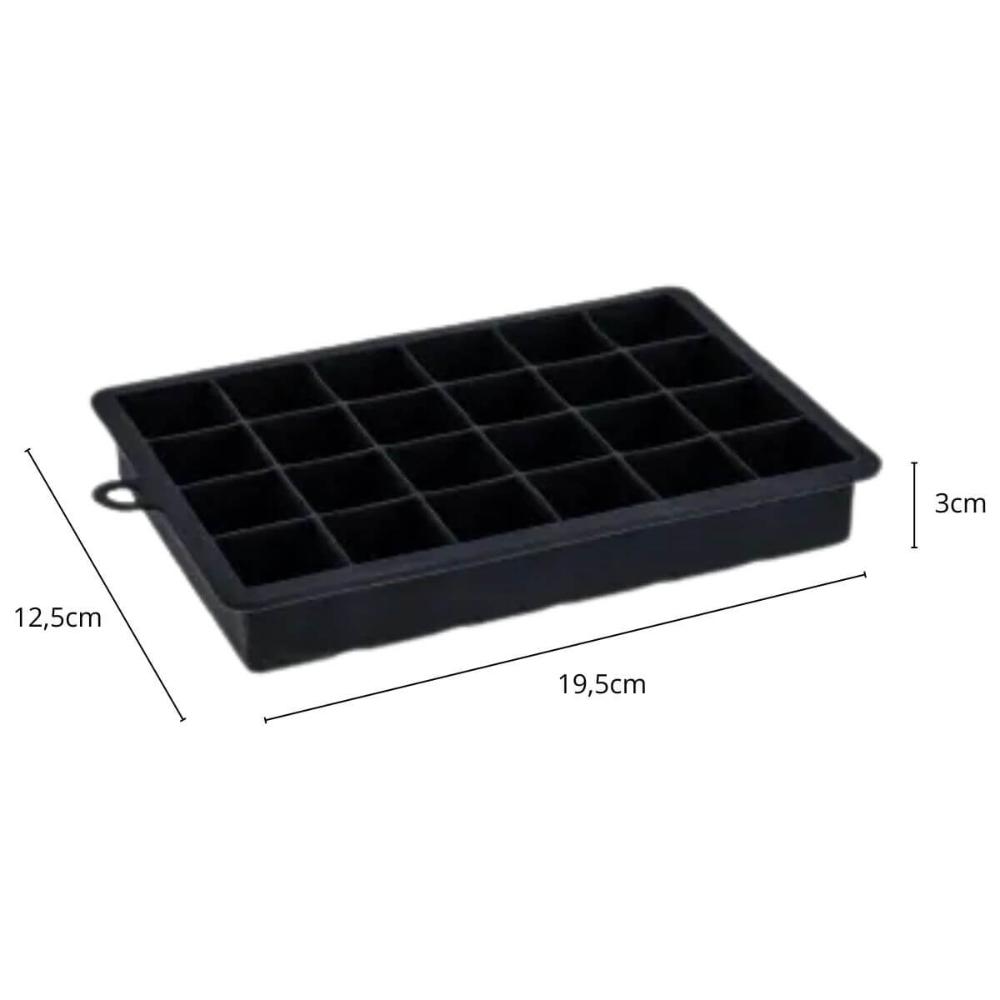 Forma De Gelo Silicone 24 Cubos 19,5x12,5x3cm Preto Weck Ret
